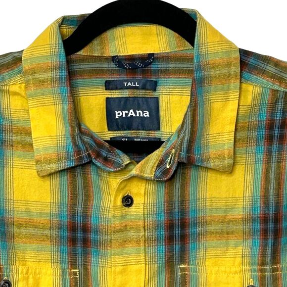 Prana Dolberg Flannel Shirt Long Sleeve Button Up Multicolor Men's S-Tall NWT - Picture 4 of 11